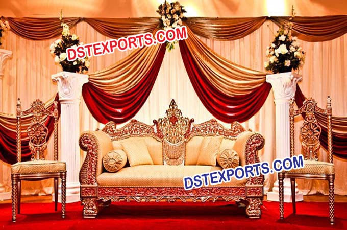 Muslim Wedding Golden Carved Furniture Set