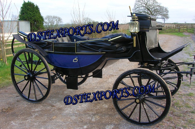 Royal Blue Landua Horse Carriage