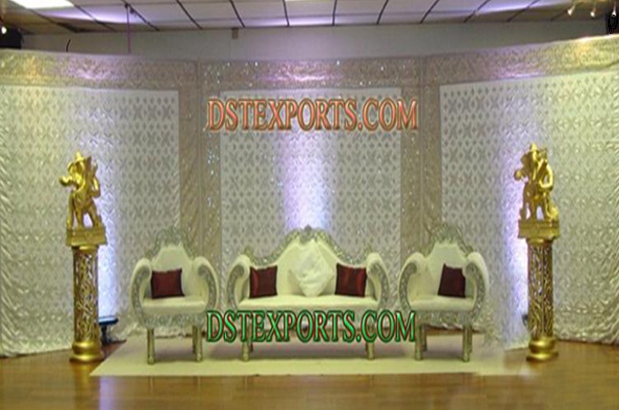 Latest Asian Wedding Silver Stage with Furniture