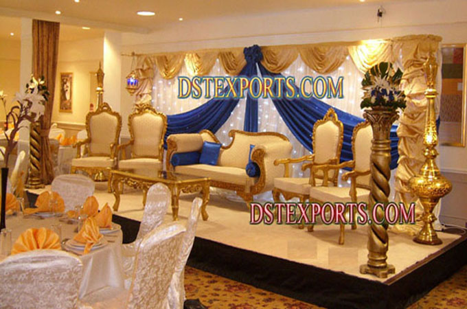Asian  Wedding Gold Stage Set With Furniture