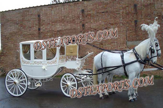 Royal Wedding White Covered Double Horse Carriage