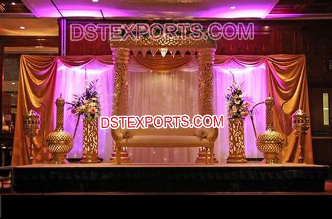 Latest Asian Wedding Gold Stage Furniture
