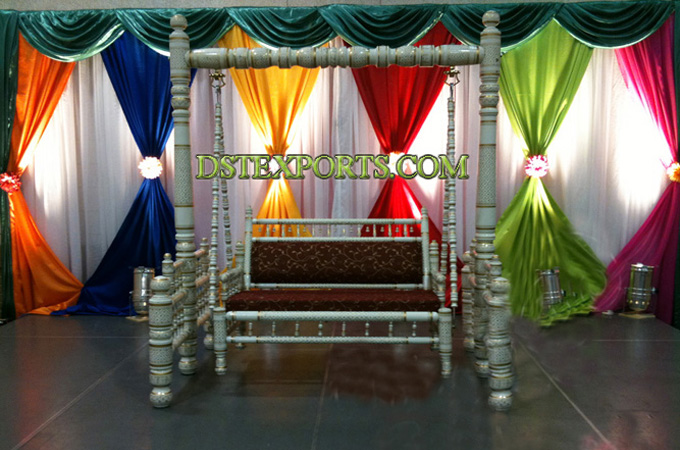 Wedding Swing Stage With Colourful Curtains