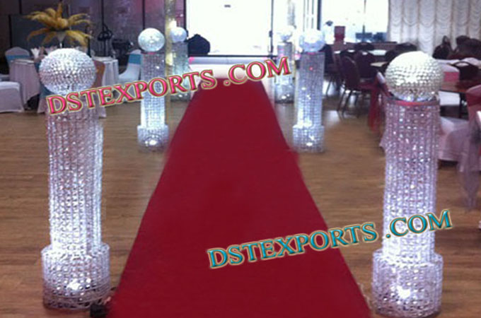 Walkway Crystal Pillars with ball for wedding