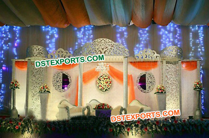 Indian Wedding Fiber Pillars Stage Decoration