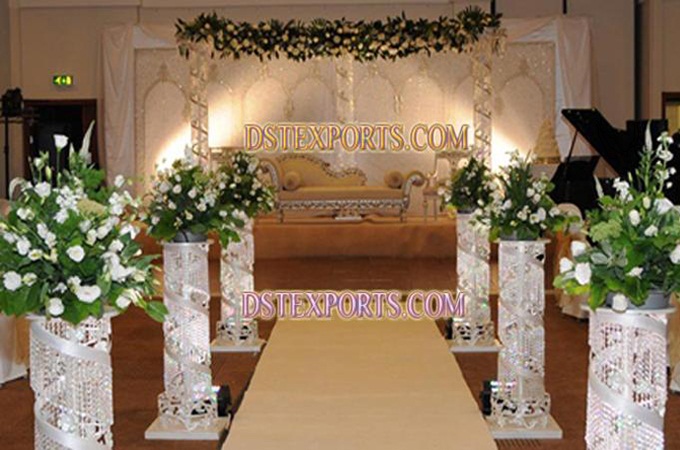 Wedding Aisleway Silver Crystal Small Pillar