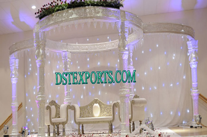Wedding White Carved Dev Pillar Mandap