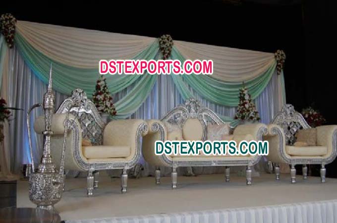 Asian Wedding Silver Carved Furniture Set
