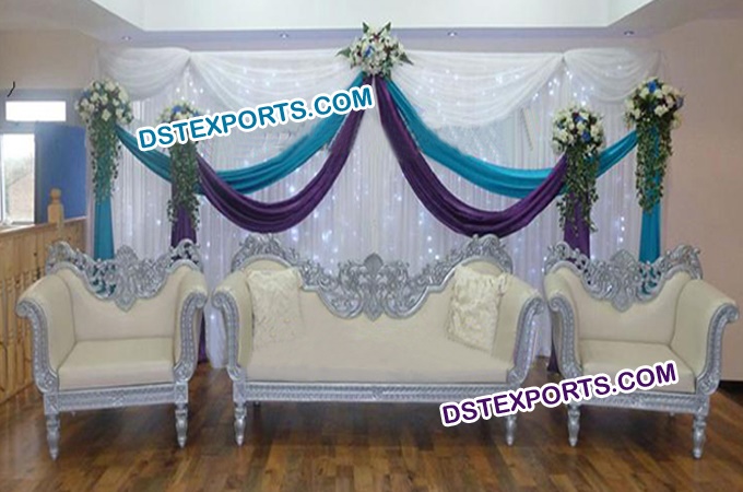 Asian Wedding Silver Sofa Set