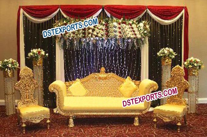 Royal Wedding Golden Carved Sofa Set