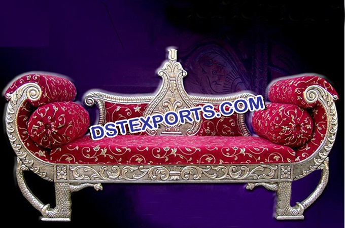 Indian Wedding Silver Mehroon King Sofa