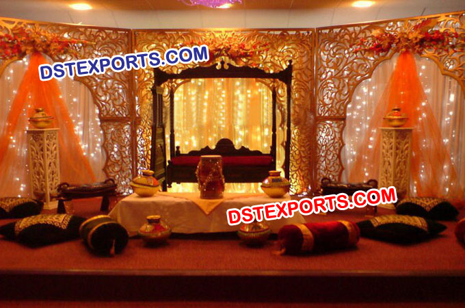 Asian Wedding Stage Fiber Backdrop Panels Stage