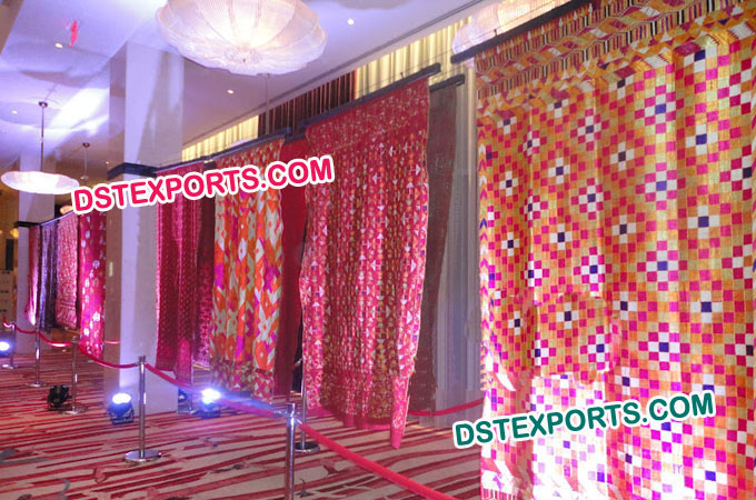 Punjabi Wedding Phulkari Backdrop Curtains