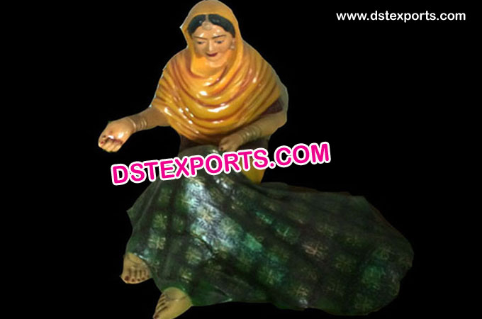 Punjabi Lady Fiber Statue With Phulkari
