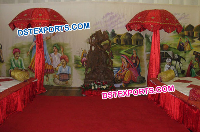 Hindu Wedding Mehndi Stage Set