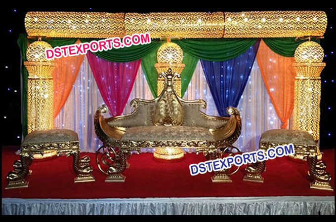 Indian Wedding Jewel Gold Crystal Stage