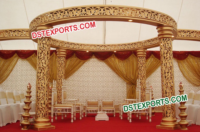 Wedding Gold Jali Design Mandap