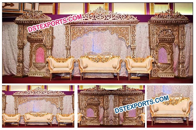 Asian Wedding Stage With Gold Furnitures