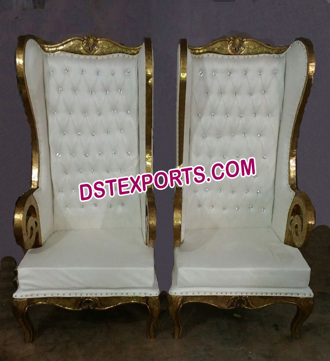 Gold Wooden High Back Throne Chairs for Wedding