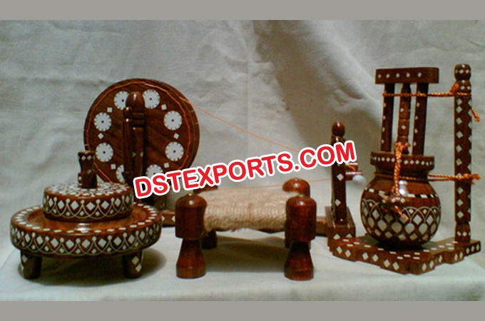 Traditional Wooden Handicraft Charkha Set