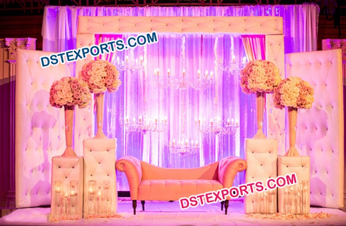 Wedding Tufted Leather Backdrop Panel With Crysta