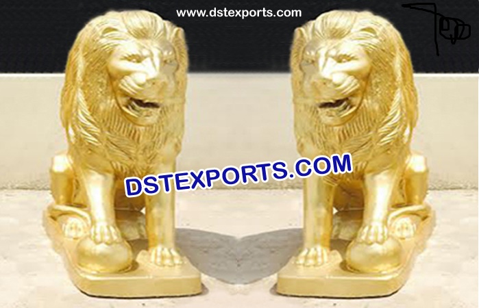 Golden Animal Lion Fiber Statue