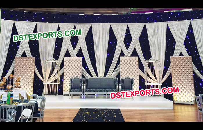 Asian Wedding Leather Tufted Panels Stage
