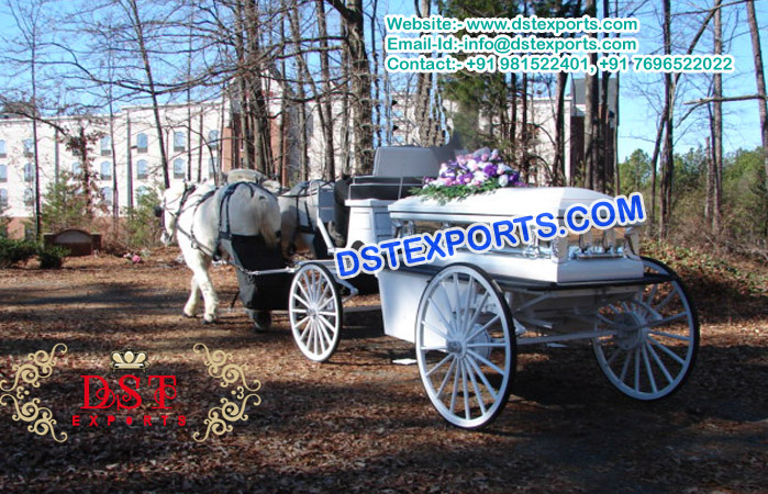 White Funeral Horse Carriage