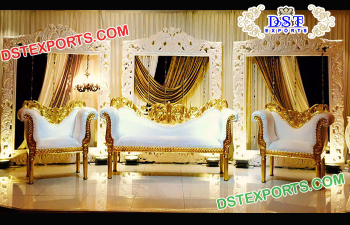 Modern White Gold Sofa Set