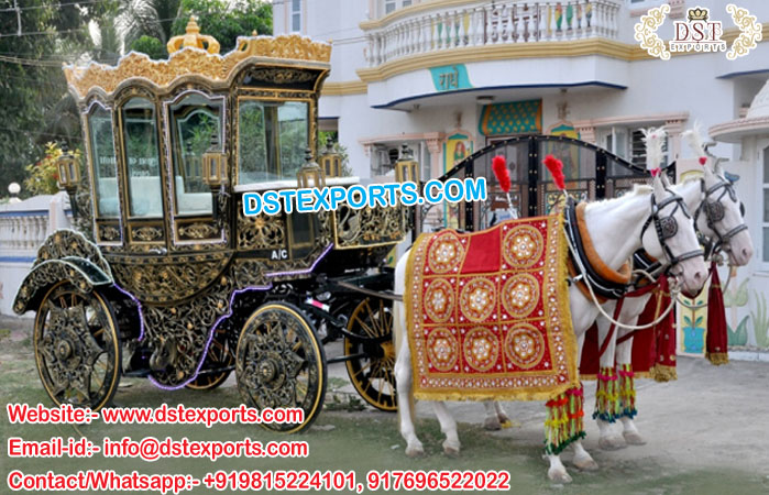 Royal Indian Wedding Covered Horse Carriage