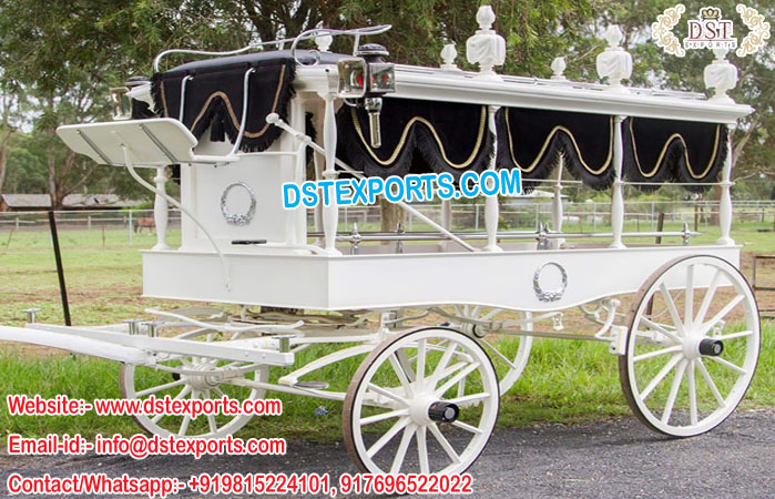 White Funeral Horse Carriage On Sale
