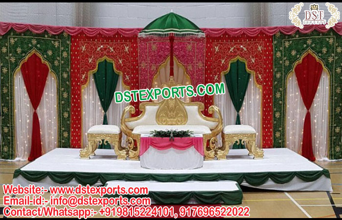 Muslim Mehndi Stage Embroidered Backdrop Curtains