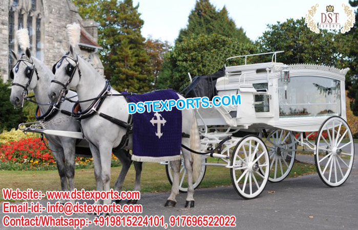 White Christian Funeral Horse Carriage