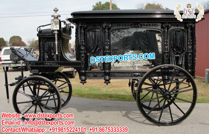 Black Horse Drawn Casket Chariot/Hearse