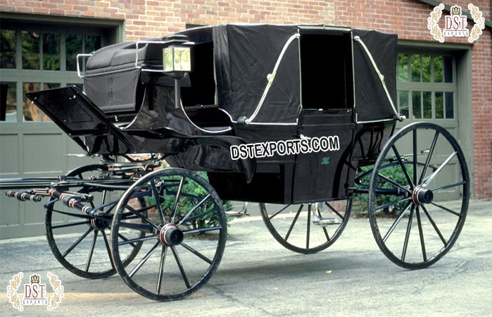 Royal Black Barouche Landau Horse Carriage