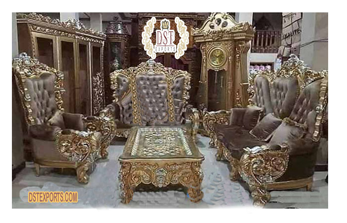 Antique Golden Carved Sofa Set