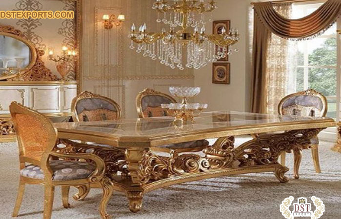 Gold Leaf 6 Seater Dining Table Set