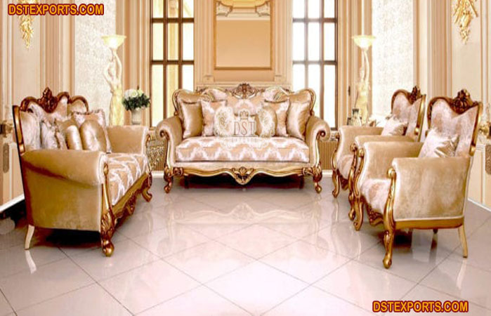 Rustic Golden Carved Living Room Sofa Furniture