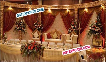 Muslims Wedding Golden Carved Stage