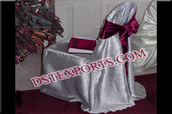 Wedding Silver Chair Cover With Mahroon Sasha