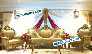 Asian Wedding Stage Golden Furniture Set