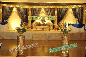 Muslim Wedding Fiber Golden Carved Stage Set