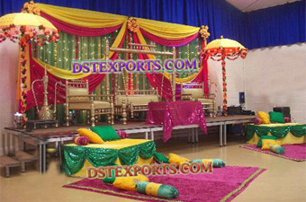 Beautiful Indian Wedding Colourful Mehndi Stage