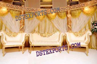 Wedding Golden Fiber Carved Stage Set