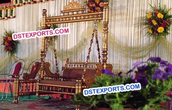 Wedding Copper Jhula With Mehroon Carving