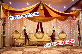 Wedding Teakwood Golden Sofa Set