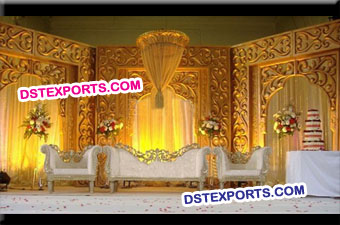 Asian Wedding Stage With Backdrop Panels