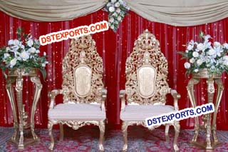 Muslim Wedding Heavy Carving Golden Chairs