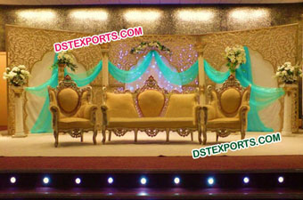 Asian Wedding Stylish Golden Sofa Set