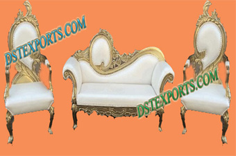Indian Wedding Brass Metal Carved Furniture Set